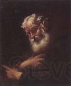 unknow artist Study of a bearded old man,possibly a hermit,half-length France oil painting art